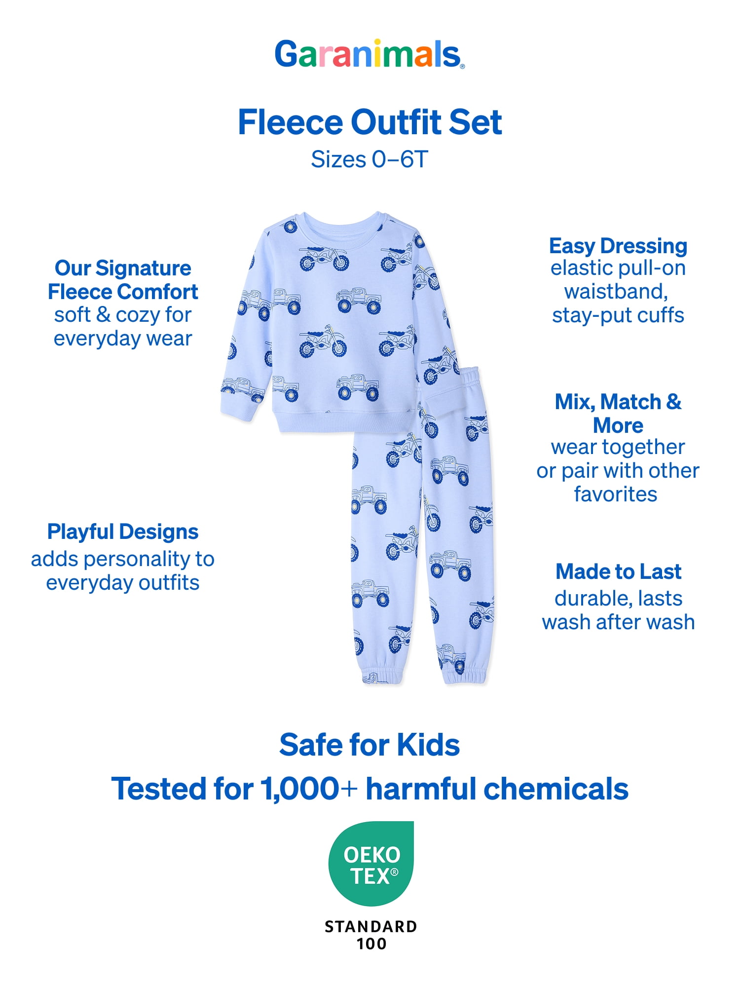 Garanimals Baby & Toddler Boys Fleece Outfit Set, Sweatshirt & Sweatpants, Sizes 0-6T