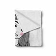 thumbnail image 2 of Pug Soft Flannel Fleece Blanket, Girl Holding Her Pug Sad Looking Animal Affection Between a Pet and Owner Image, Cozy Plush for Indoor and Outdoor Use, 60" x 80", Black Grey White, by Ambesonne, 2 of 6