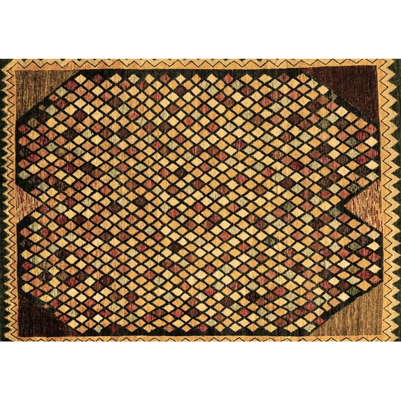 Ahgly Company Indoor Rectangle Abstract Brown Modern Area Rugs, 6' x 9'