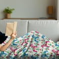 thumbnail image 3 of Horses Soft Flannel Fleece Throw Blanket, Classic Swedish Dalecarlian Coral Azure Blue Animals and Green Floral Arrangement, Cozy Plush for Indoor and Outdoor Use, 50" x 70", Multicolor, by Ambesonne, 3 of 5