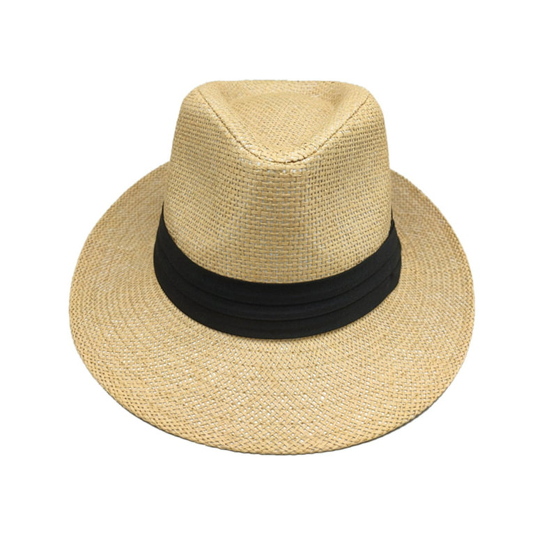 Unisex Men Women Panama Wide Brim Straw Hats Aldult Jazz Straw Hat Top Hat  Sun Hat Funny Bucket Hat Leather Beret Floppy Hat Black Fresh Hat Black  Kids Bucket Hat Fish Hat