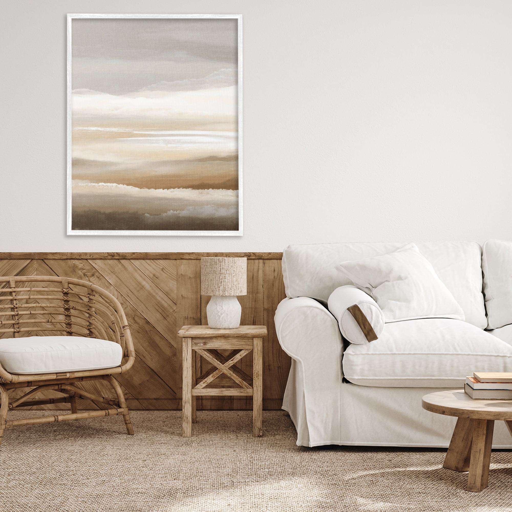 Stupell Industries The Horizon Serene Cloud Layers White Framed Giclee Art, design by Ink Drop Loft
