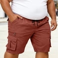 thumbnail image 6 of gakvbuo Plus Size Cargo Shorts for Men's Solid Color Drawstring Straight Wide-Leg Bermuda Short with Pocket Gym Athletic Workout Shorts Hiking Shorts, 6 of 8