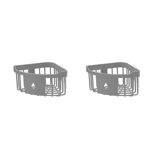 Transemion Practical bathroom storage Plastic Bathroom Kitchen Storage Rack Organizer Shower Shelf bathroom storage suction shelf Grey 2Set