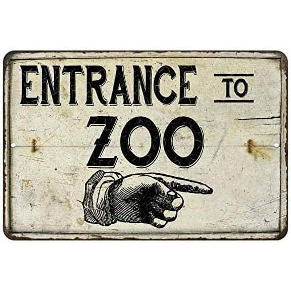 Entrance to Zoo Vintage Look Chic 8 x 12 High Gloss Metal 208120020157