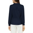 thumbnail image 3 of Unique Bargains Women's Peter Pan Collar Long Sleeve Work Office Shirt L Navy Blue, 3 of 6