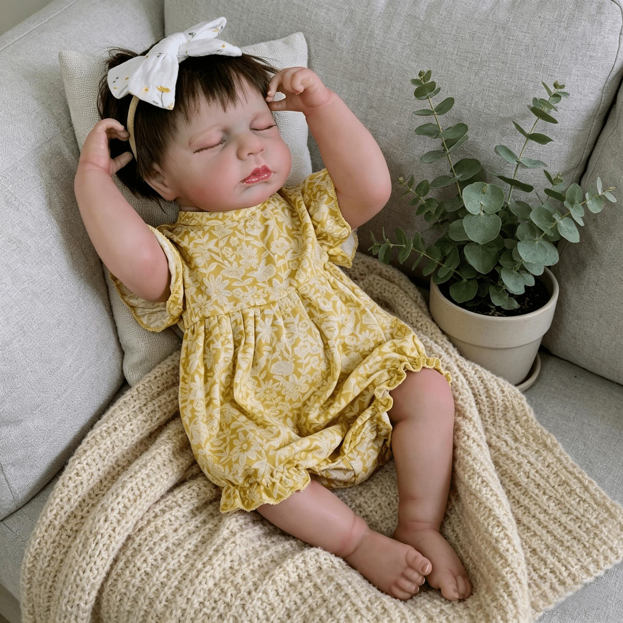 20 Inch Realistic Reborn Baby Dolls Girl Loulou Newborn Baby Doll Full Body Vinyl Silicone