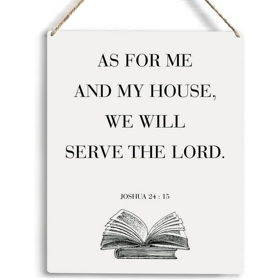 Christian Wall Art As For Me And My House We Will Serve The Lord Wooden Hanging Sign Rustic Wall Decor Farmhouse Wall Decoration for Home Living Room Bedroom Bible Verse Sign 8x10 Inch
