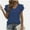 Navy blue, variant on Womens Casual Tops Cute Ruffle Short Sleeves V Neck T-Shirts Solid Color Fashion Loose Tunic Top