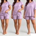 thumbnail image 2 of Vrorvz Plus Size Women Summer Soft Pajamas Lounge Sets Pjs Set Short and Short Sleeve Shirts Sleepwear, 2 of 3