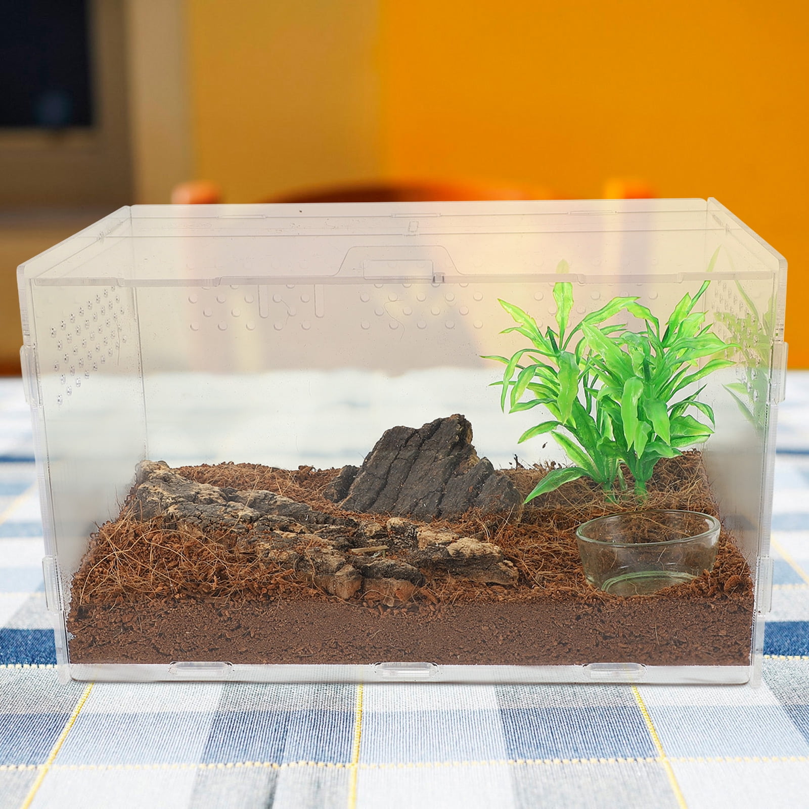 Monyance leopard gecko tank Acrylic Reptile Terrarium Hermit Crab Spider Habitat Cage 25x15cm(9.84X5.91X5.91Inches)