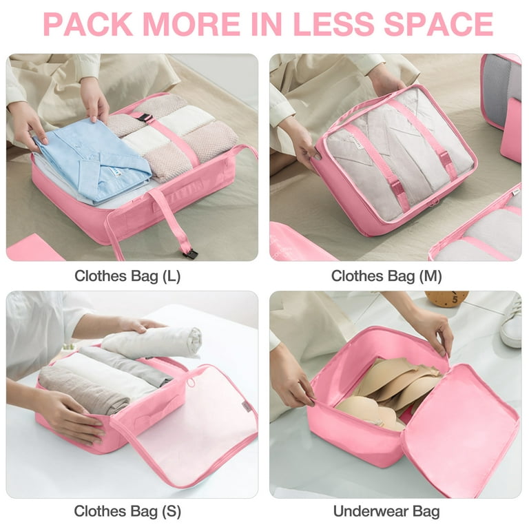 Kitcheniva Waterproof Clothes Storage Bags Packing Cube Set of 9 - Pink, 9  pcs - Fry's Food Stores