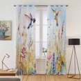 thumbnail image 2 of Spring Hummingbird Floral Kitchen Curtains 84 Inch Length, Farmhouse Flower Botanical Grommet Top Bedroom Living Room Curtains, Light Filtering Cafe Curtain Drapes 2 Panels Set 84''x84'', 2 of 9