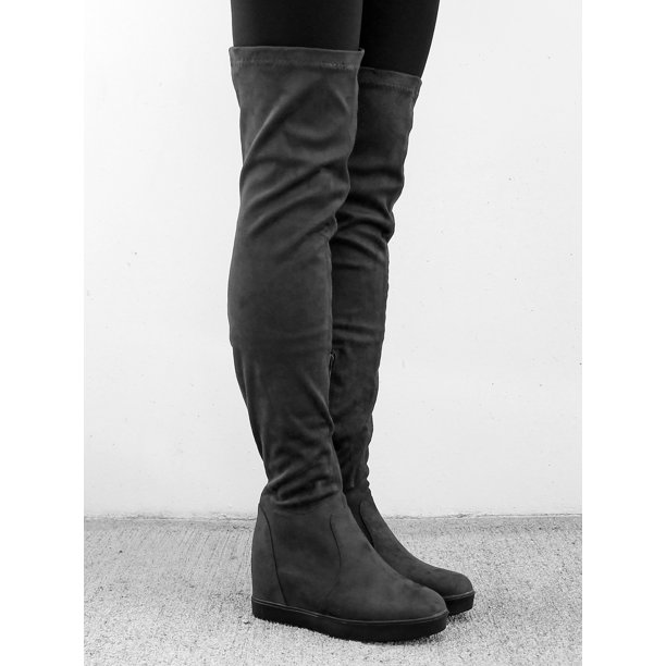 nature breeze over the knee women's sock boots in olive