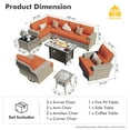 thumbnail image 3 of Vcatnet 10 Pieces Outdoor Conversation Set with Swivel Chairs Patio Sectional Sofa with Fire Pit and Coffee Table Orange Red, 3 of 9
