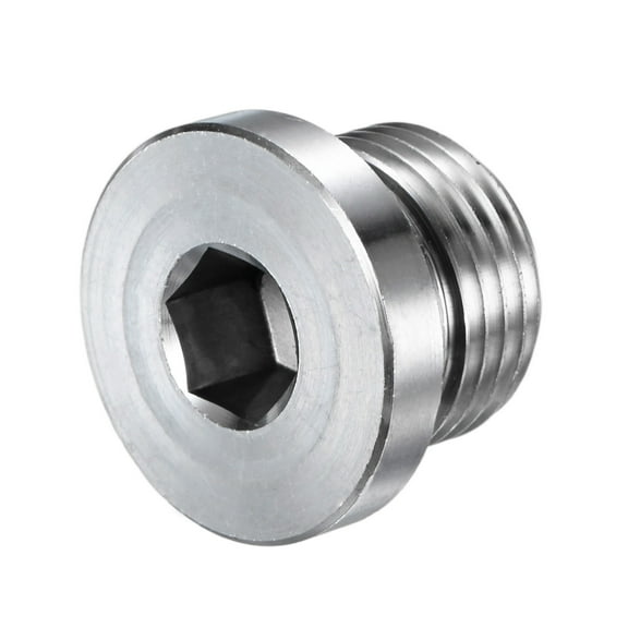 1-Pack Inner Hex Head Pipe Fitting Plug, 1/2 NPT 304 Stainless Steel Socket Bung Plug with Sealing Ring