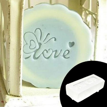 

TINYSOME Valentines Day Clear Acrylic Handmade Soap Stamp Love Heart Rose Pattern DIY Square Clay Making Chapter with Handle