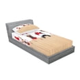 thumbnail image 2 of Ambesonne Christmas Fitted Sheet & Pillow Sham Set, Wooden Fences Humor, Twinxl, Tan Red, 2 of 2