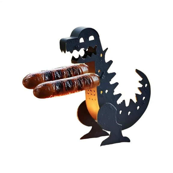 Fun dinosaur shaped grill, hot dog drum, barbecue tools
