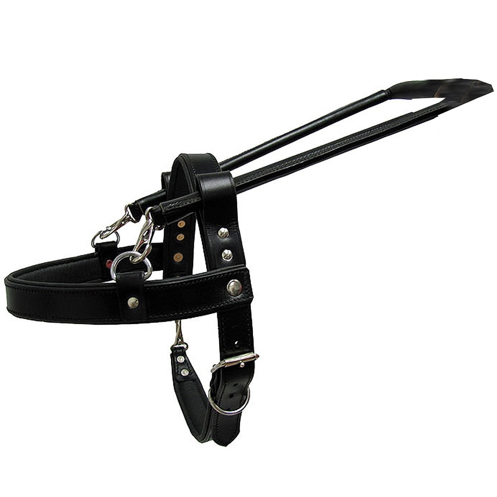 17HS Medium Guide Dog Harness Hilason Black Padded Genuine Leather W