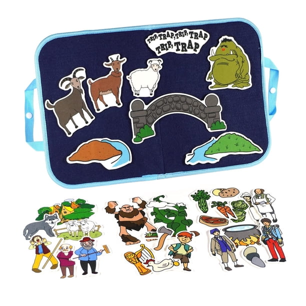 Tablero de cuentos de fieltro para niños y niñas de 3 años en adelante, juego de guardería sensorial plegable y portátil, regalos del Día cabra