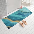 thumbnail image 2 of Teal Marble Gold Wave Pattern Bathroom Rugs Mat,Non Slip Microfiber Bathroom Rug,Rubber Backing,Soft Bathroom Mats for Bathroom Floor,Tub and Shower,60x24in(150x60cm), 2 of 5