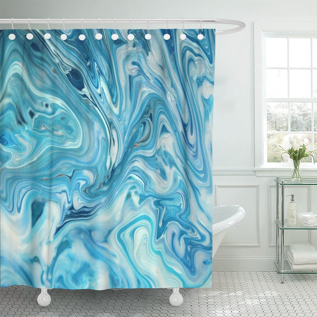 PKNMT Watercolor Marbled Blue Marble Abstract Painting Waves and