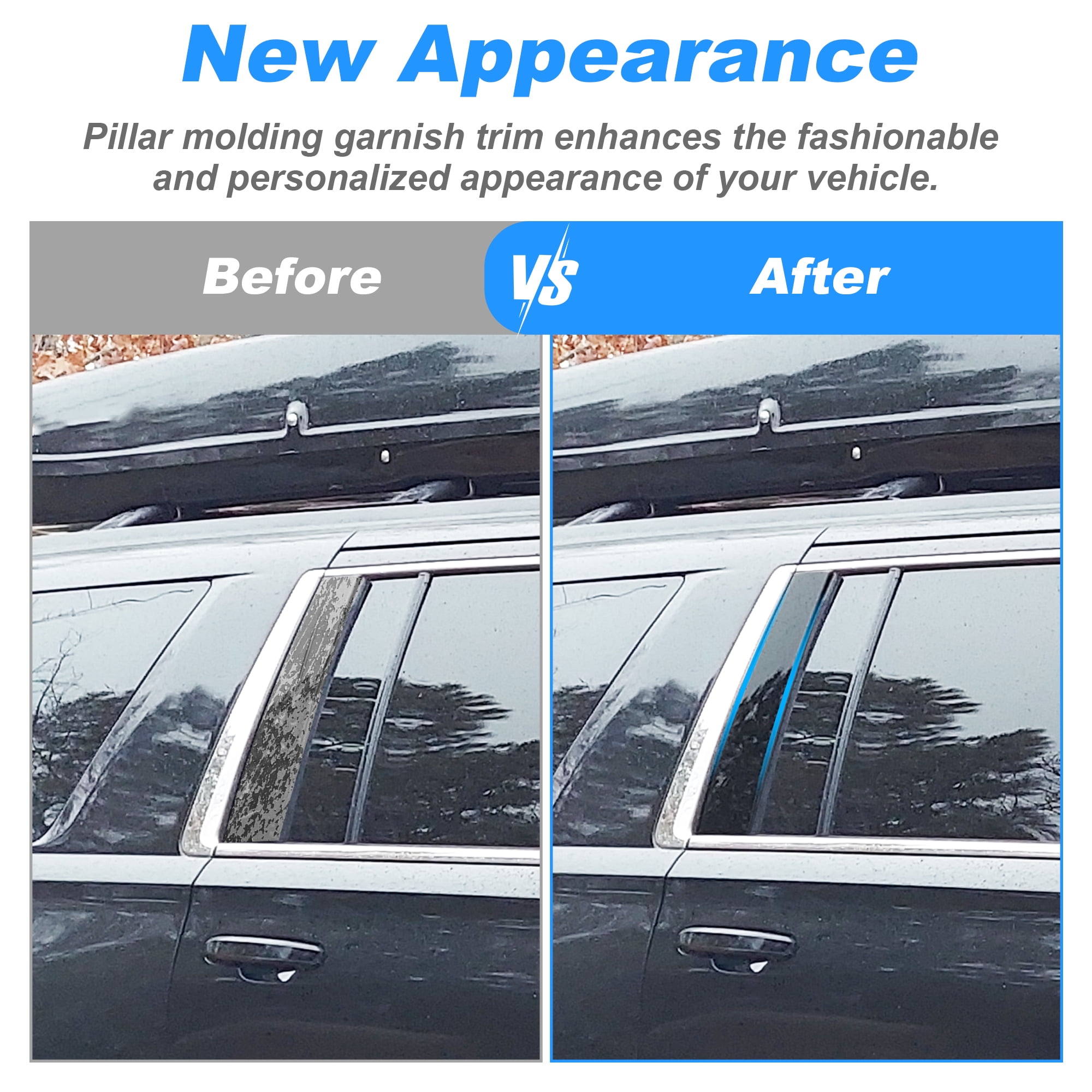 Unique Bargains 1Pair Rear Door B Pillar Trim for Chevy Suburban Tahoe 2015-2018