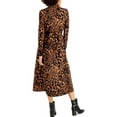 thumbnail image 2 of INC Womens Brown Stretch Pocketed Zippered Tie Belt Animal Print Long Sleeve Turtle Neck Midi Wear To Work Sheath Dress L, 2 of 2