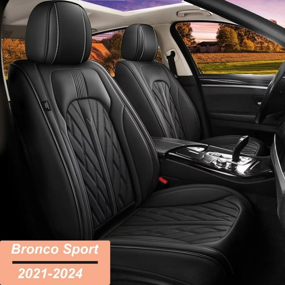 IKABEVEM Seat Covers for Ford Bronco Sport 2021-2024 Car Seat Covers Full Set 5 Seats Waterproof Faux Leather Car Seat Cushion Protector Compatible Airbag (Black)
