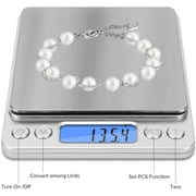 Digital Food Scale,3000g/0.1g Digital Scale,Gram Scale with 2 Trays for Cooking and Baking,Coffee Scale with Back-Lit LCD Display 6 Units, Auto Off, Tare, PCS, Stainless Steel