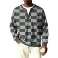 thumbnail image 6 of OIOLOYJM Long Sleeve Plaid Henley Shirts for Men Casual V-Neck Lightweight Golf Shirt Textured Ribbed Knit T Shirts Dark Gray XL, 6 of 6
