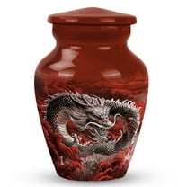 Crimson Clouds The Serpentine Dragon Small Memorial For Ashes -memorial Urn Foe Women & Men - Small Urns For Human Ashes Keepsake - Ashes Holder (Size -3inch,1pcs)
