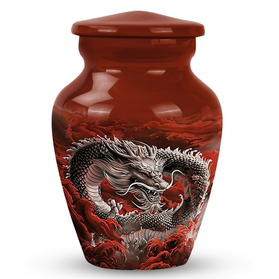 Crimson Clouds The Serpentine Dragon Small Memorial For Ashes -memorial Urn Foe Women & Men - Small Urns For Human Ashes Keepsake - Ashes Holder (Size -3inch,1pcs)