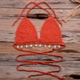 thumbnail image 5 of DHFJKG Swimsuit For Women Crochet Bikini Top Summer Fashion Beach Clothes Halter Side Tie Swimwear Top Hallow Out Bathing Suit Stylish Beachwear, 5 of 6