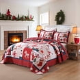 thumbnail image 2 of 3 PCS Vintage Christmas Patchwork Quilt Set – Reversible Holiday Bedspread, 2 of 13