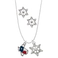 thumbnail image 1 of Delight Jewelry Silvertone Texas Outline with Flag Silver tone Snowflake Charm Necklace and Stud Earrings, 1 of 4