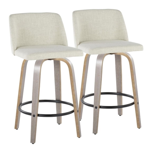 LumiSource Grey Toriano 26" Fixed-Height Counter Stool - Set of 2