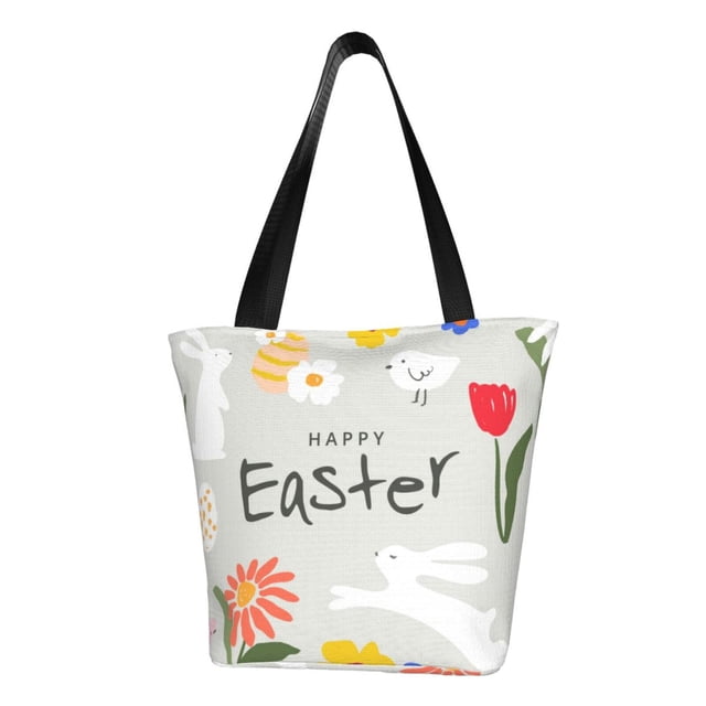 Balery Happy Easter Bolsa de Hombro con Diseño, Bolsa Grande y Duradera, Bolsa Versátil para Compras