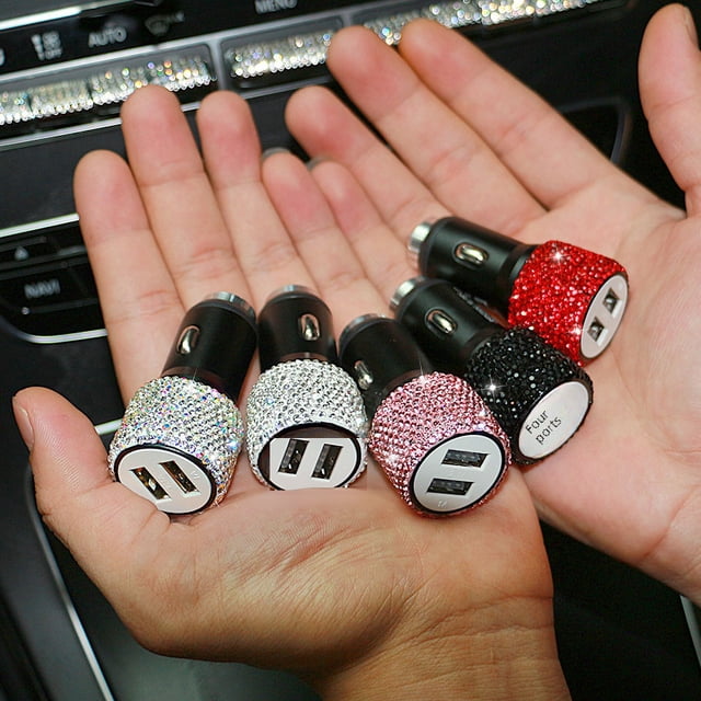 Martillo de diamante para coche, cargador USB doble, taladro, encendedor de cigarrillos para coche, cargador USB de diamante