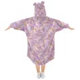 thumbnail image 2 of FORMRS Wearable Blanket Hoodie with Sleeves for Kids Cozy Flannel Sweatshirt, Pastel Pink Marble Pattern, 2 of 7