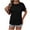 Black, variant on Women's Waffle Knit Tops Summer Trendy Crew Neck Short Sleeve Shirts with Pocket Loose Solid Color Blouses (XL, Black)
