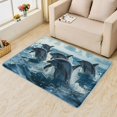 thumbnail image 2 of Dolphin Rugs for Living Room Bedroom - Ocean Rug 4x5 - Sea Animals Carpet for Home Decor - Washable Non Slip Patterned Indoor Large Area Rug - Soft & Low Pile (ZL&838), 2 of 7