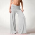 thumbnail image 5 of Coral Fold Over Yoga Pants 2026 Wide Leg Loose Fit Lounge Pant with Ruched Waist Stretchy Baggy Sports Leggings Light Gray L, 5 of 8