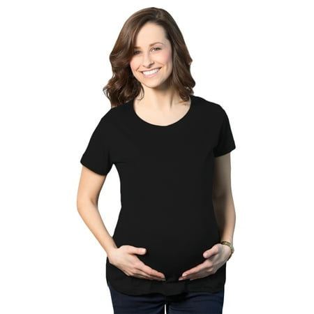 

Womens Maternity Shirt Pregnancy Tee Plain Blank Announcement New Baby Bump Top (Black) - L