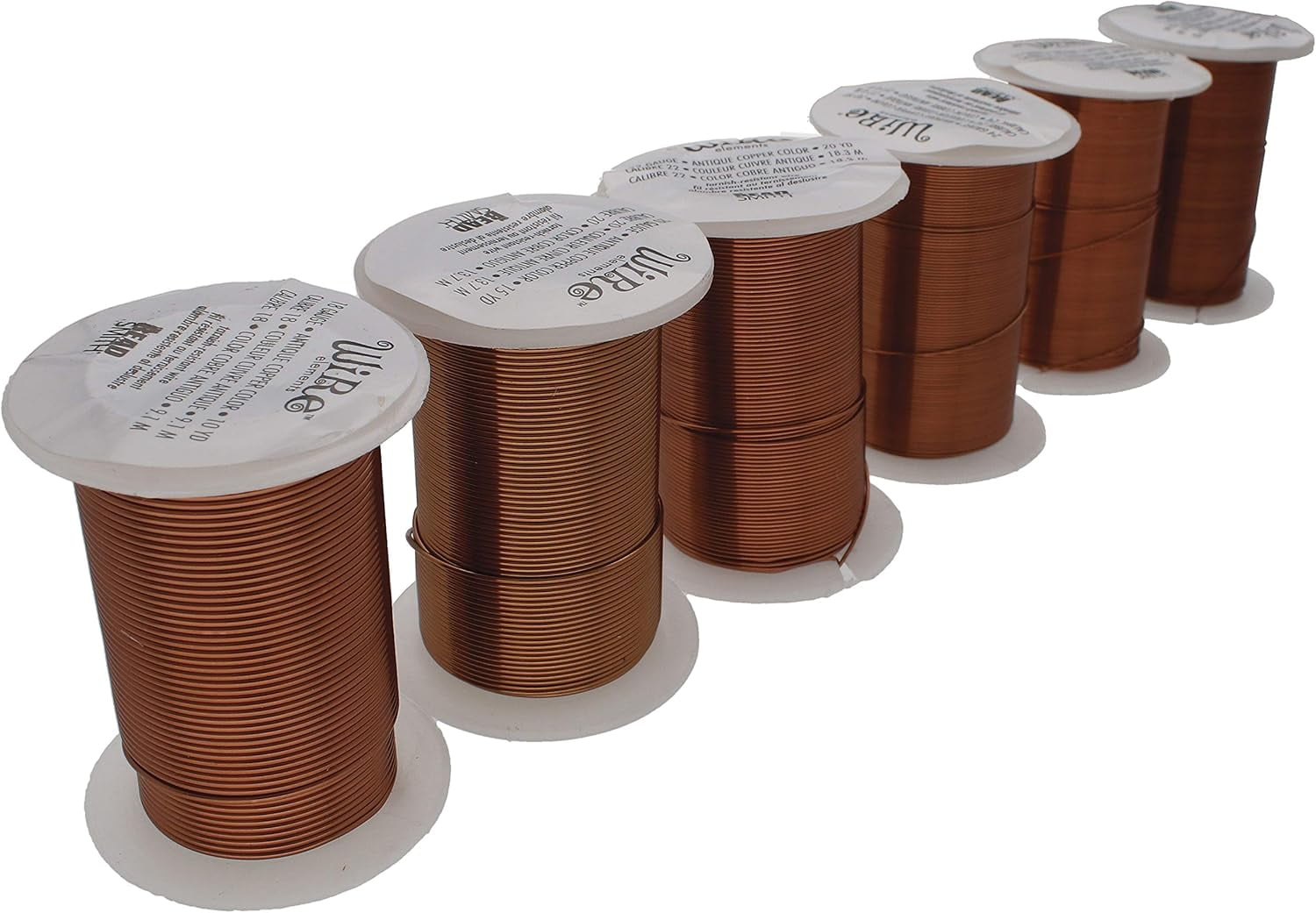 The Beadsmith Wire Elements Antique Copper Color Lacquered Tarnish-Resistant Copper Wire for Jewelry Making, 20 Yards, 18.29 Meters Each Spool (18, 20, 22, 24, 26, & 28 Gauges)