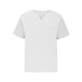 thumbnail image 4 of HAPIMO Women's Trendy Loose Cotton Lined Pullover Clearance Summer Tees V Neck Shirts for Teen Girls Solid Color Casual Relaxed Workout Blouses Short Sleeve White M, 4 of 6
