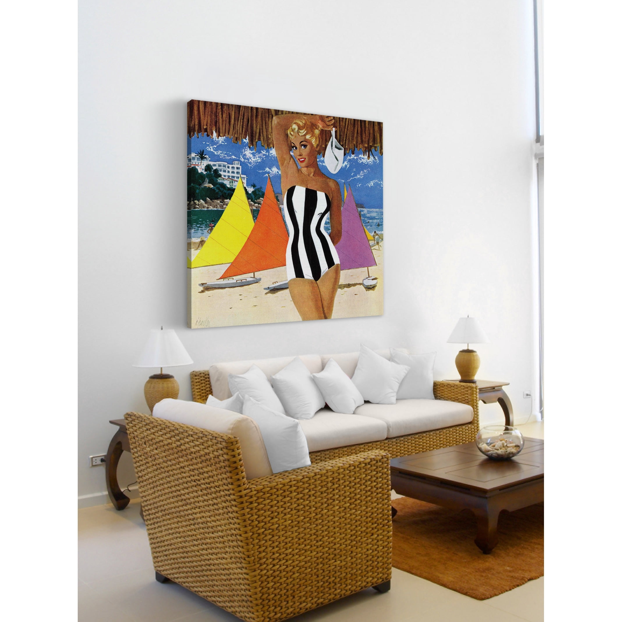 "Striped Swimsuit" Painting Print on Wrapped Canvas