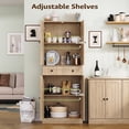 thumbnail image 4 of 71" Tall Kitchen Pantry Storage Cabinet, Farmhouse Pantry Cabinet with 4 Doors & Drawer, Freestanding Cupboard with Adjustable Shelves, Rustic Wood Cupboard for Kitchen, Dining Room, Oak, 4 of 10