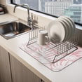 thumbnail image 2 of Pink Palm Leaves Dish Drying Mats for Kitchen Counter, Tropical Botanical Modern Minimalist Absorbent Coffee Bar Mat with Non-slip Rubber Backed Quick Drying Dish Rack Pad 16"x24", 2 of 9